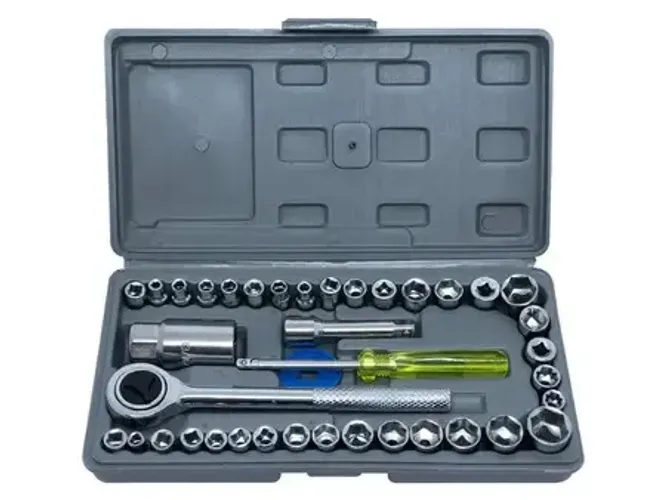 Kit Soquete Chave Catraca Sextavada 40pçs  3/8 1/4 Ha8205-6