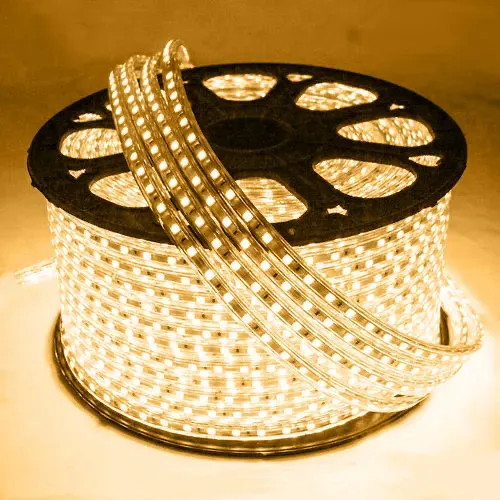 Mangueira LED 5050 Chata 17m Branco Quente 127V