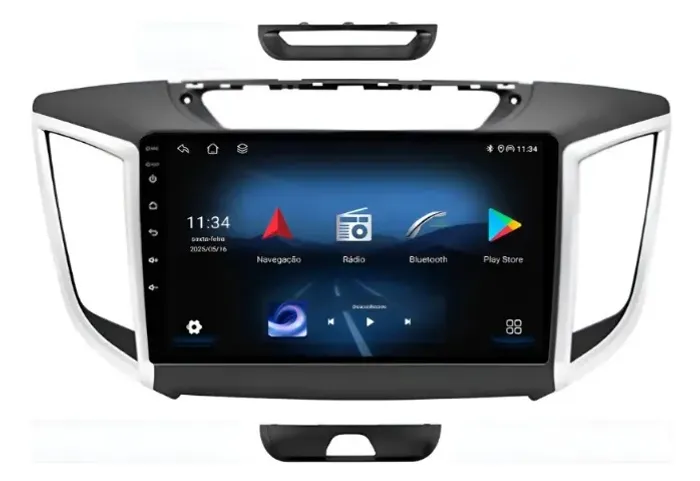 Central Multimídia Android 14 9 Pol. 4Gb/64Gb Carplay/ A. Auto Creta 2017 a 2024