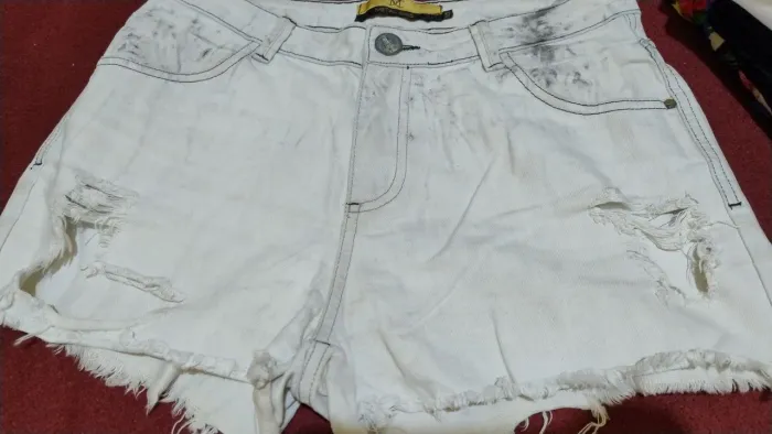 Short Jeans Branco Desfiado