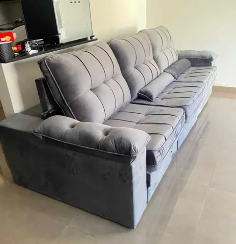 SOFA RETRÁTIL E RECLINÁVEL DE 2.90MT - 3 MODULOS COM MOLAS BONEL VELUDO