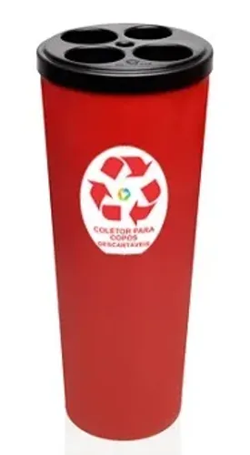 Lixeira De Copos Descartáveis - Cor. Vermelho