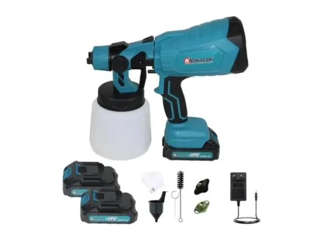 Pulverizadora Pistola A Bateria 21v Com 3 Bicos Nakasaki