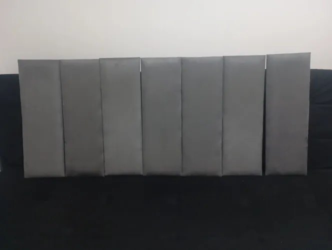Cabeceira Estofada Painel Cinza Chumbo