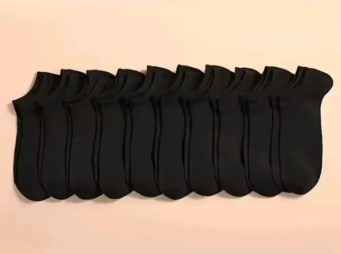 10 pares de meias soquete preta (algodão respirável com elástico)