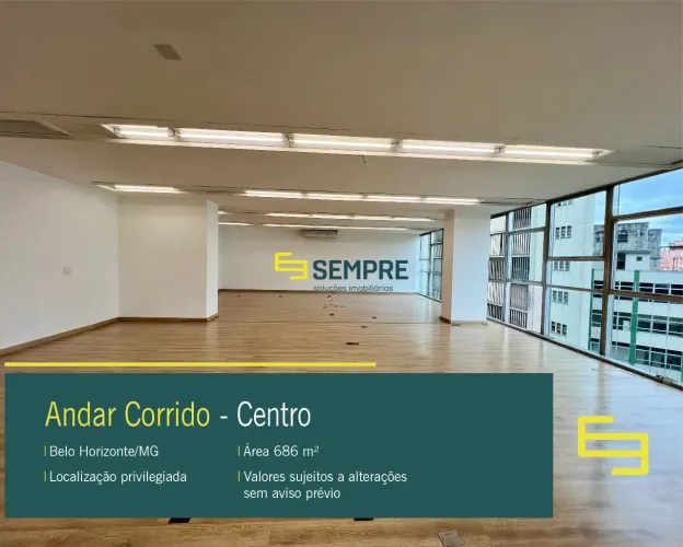 Andar corporativo para locação no centro de BH - Bravo BH