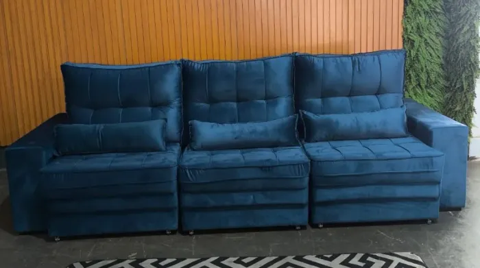 Sofá retrátil reclinável espuma D33 2,90 veludo