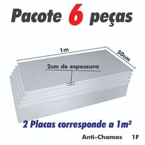 6 Placas De Isopor Antichamas Espessura 20mm ( 2cm ) Tamanho 100x50x2cm