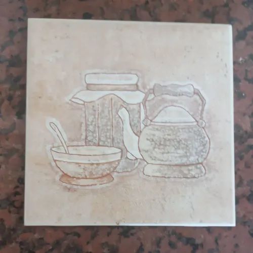 01 Antigo azulejo desenho chaleira antiguidade enfeite decoração artesanato cenário raro