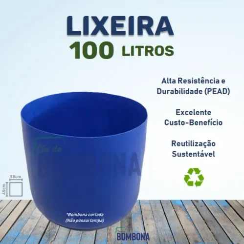 Lixeira 100 litros Super Resistente Bombona (Tonel/Tambor)