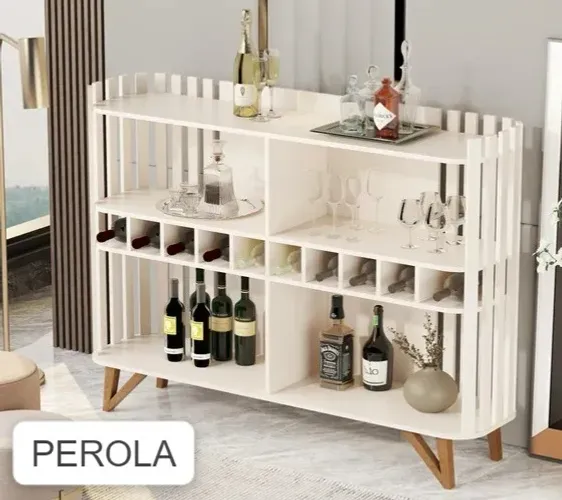 Aparador Xexeu Ripado Adega Jb Bechara Cor Perola - Em Oferta