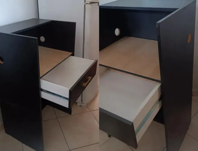 Balcão de Escritório Preto com Gaveta