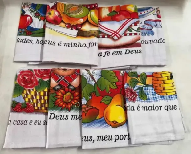 Pano De Prato Estampado Grande 5 Panos com Frases Deus Jesus