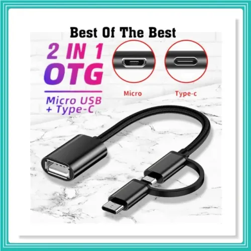 Cabo Adaptador Otg 2 Em 1 Micro-usb V8 Ou Tipo-c P/ Usb 3.0