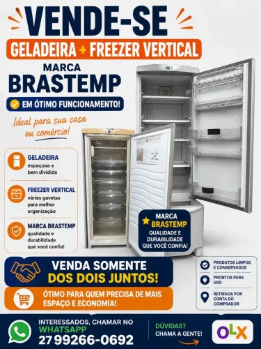 Geladeira+freezer vertical Brastemp 