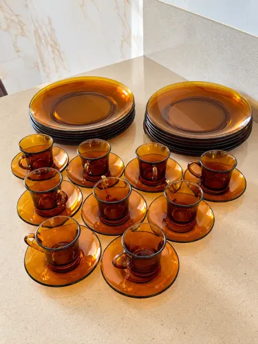 CONJUNTO DURALEX ÂMBAR VINTAGE - RELÍQUIA!