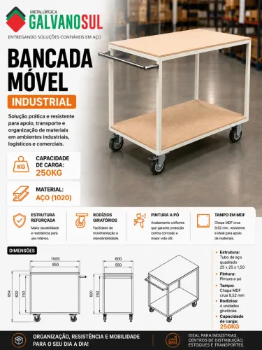 Bancada móvel industrial 