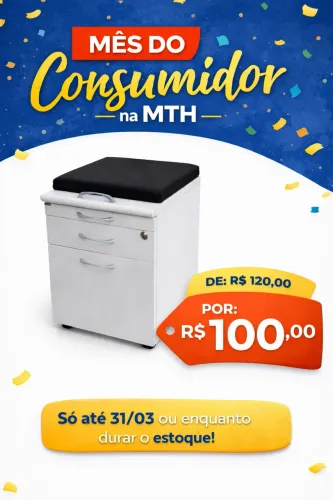 Gaveteiro com rodinha chave que tranca todas as gavetas e Puff