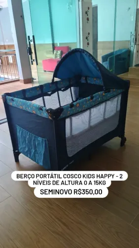 Berço Portátil Cosco Kids Happy - 2 Níveis de Altura 0 a 15kg<br>