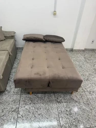Sofá Cama Casal 1,80m Veludo Compacto e Funcional