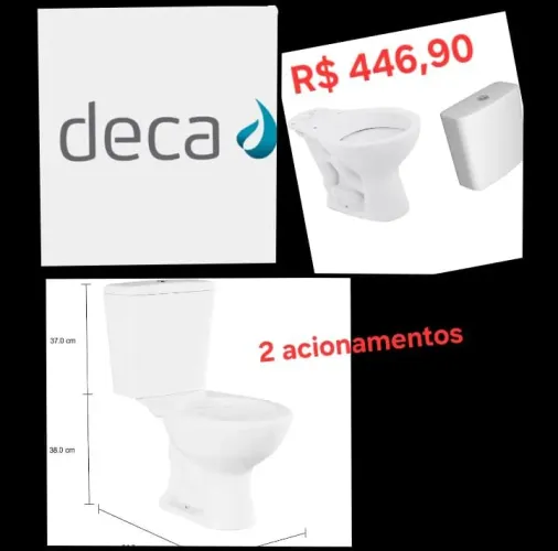 Vaso acoplado Deca 3.6 Lts - 2 acionamento