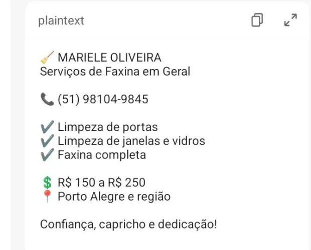 Faço faxinas