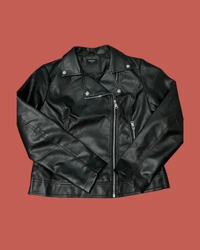 jaqueta biker patricia foster preta | tam. g | couro sintético