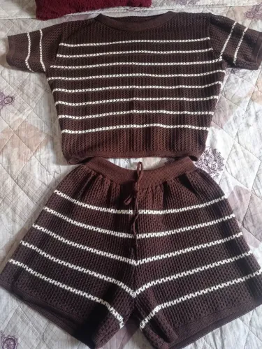 Conjunto feminino de tricô novo Tam M