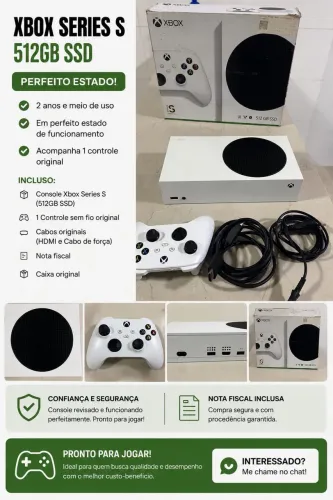 Xbox Series S 512GB - Perfeito Estado | Completo com Nota Fiscal e Caixa