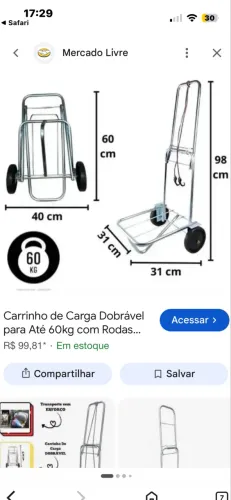 Carrinho de Carga Dobrável 60kg