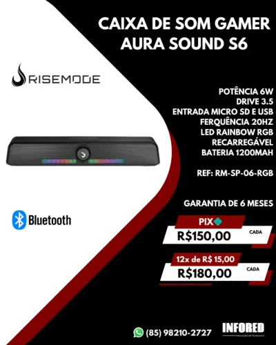Caixa de Som Gamer Rise Mode Aura Sound S6