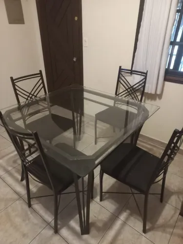 mesa de vidro 1,20 x 1,20 aço escovado nova