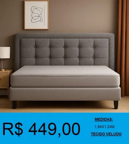 Cabeceira king veludo cinza - compre hoje e receba amanhã 