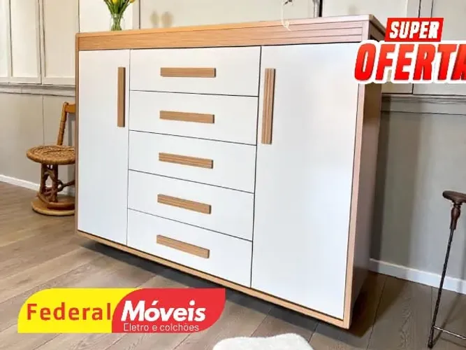 Cômoda 5 Gavetas 2 Portas 100% MDF - Super Desconto!