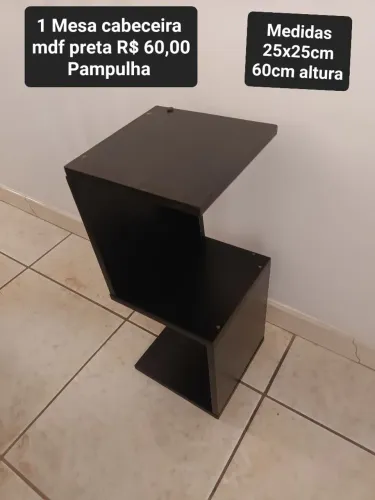 1 Mesa cabeceira ou criado mdf preta solteiro