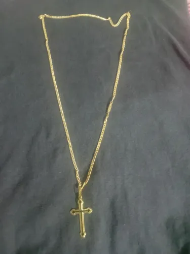 Corrente Cordão masculino dourado Piastrini com pingente de cruz vazada*novo*!