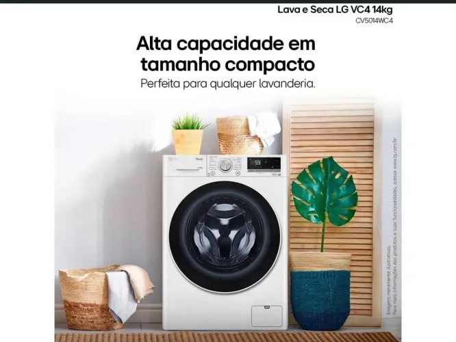 Lava e Seca LG 14kg Smart Smart VC4 CV5014WC4 com - Inteligência Artificial