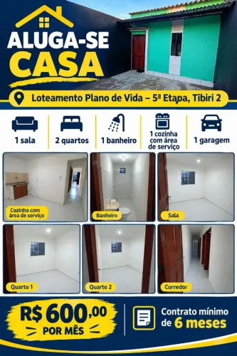 Aluga-se casa no loteamento plano de vida