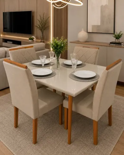 Mesa de Vidro com 4 Cadeiras PROMOÇÃO