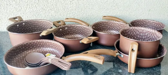 Jogo De Panelas Novas Teflon 10 Peças Antiaderente