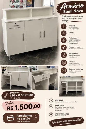 ARMÁRIO/BALCÃO SEMI NOVO À VENDA!
