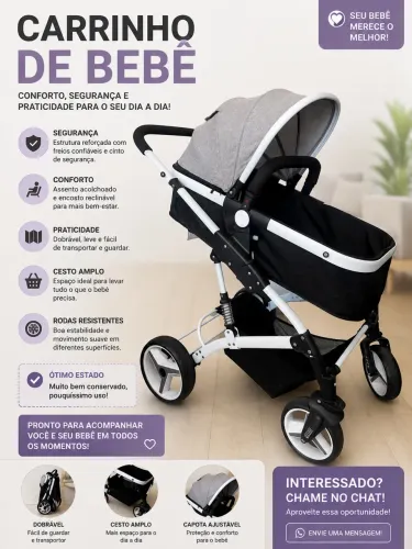 Vende - se carrinho de bebê super conservado com pouco uso