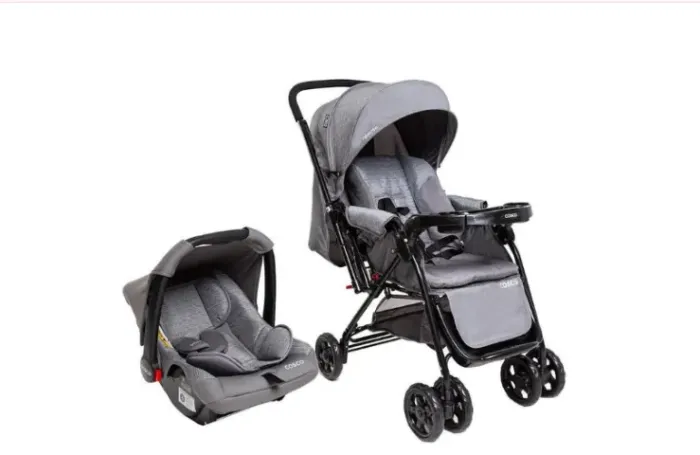 Carrinho de Bebê Alça Reversível com Bebê Conforto Cosco Kids - Novo