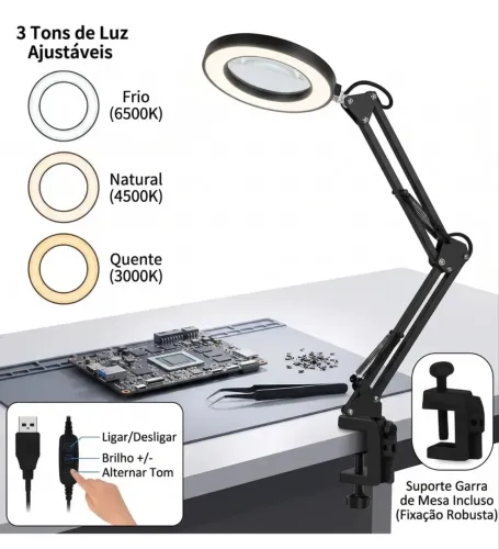 Luminária com lupa 