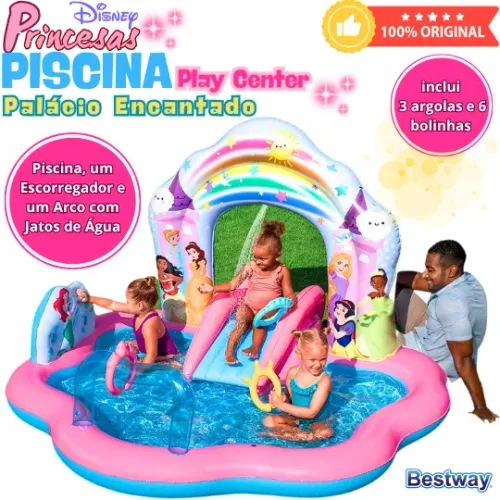 PISCINA INFLÁVEL DISNEY PRINCESAS PLAY CENTER 165L