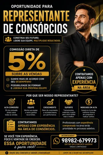 Vaga para Representante comercial de consórcio 