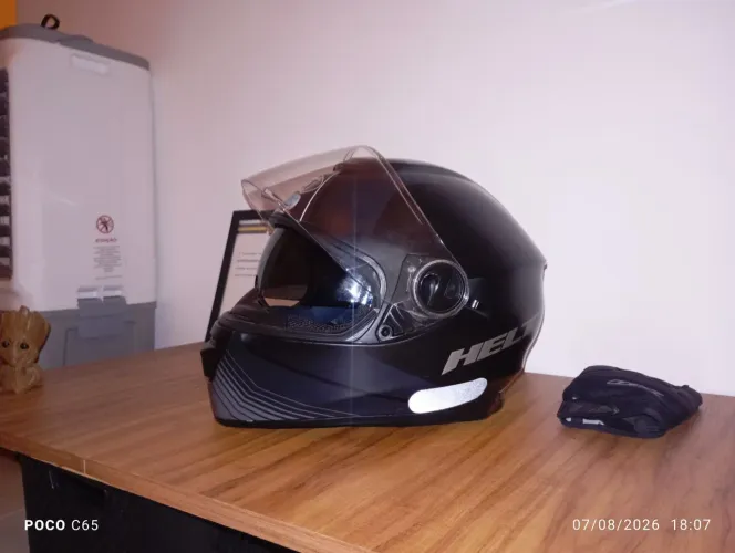 Capacete helt preto com óculos advanced glass 59/60