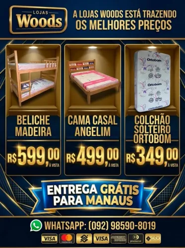 Beliche Madeira, Cama Madeira, Colchão Ortobom, a Parti de R$ 349,00 Entrega Grátis