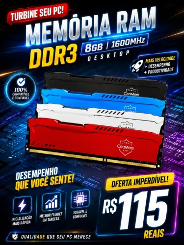 Memória ram DDR3 8gb 1600mhz desktop