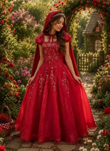 Vestido longo vintage de festa vermelho bordado
